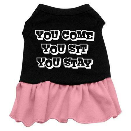MIRAGE PET PRODUCTS You Come You Sit You Stay Screen Print Dress Black with Pink XXL - 18 58-18 XXLBKPK